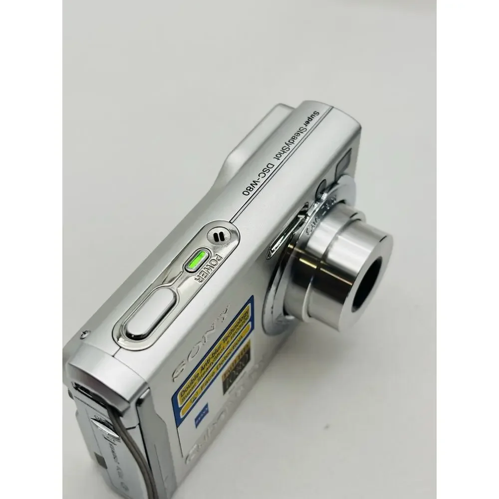 Sony Cyber-shot DSC-W80 Digital Camera Silver 7.2MP Tested Works W/ Charger